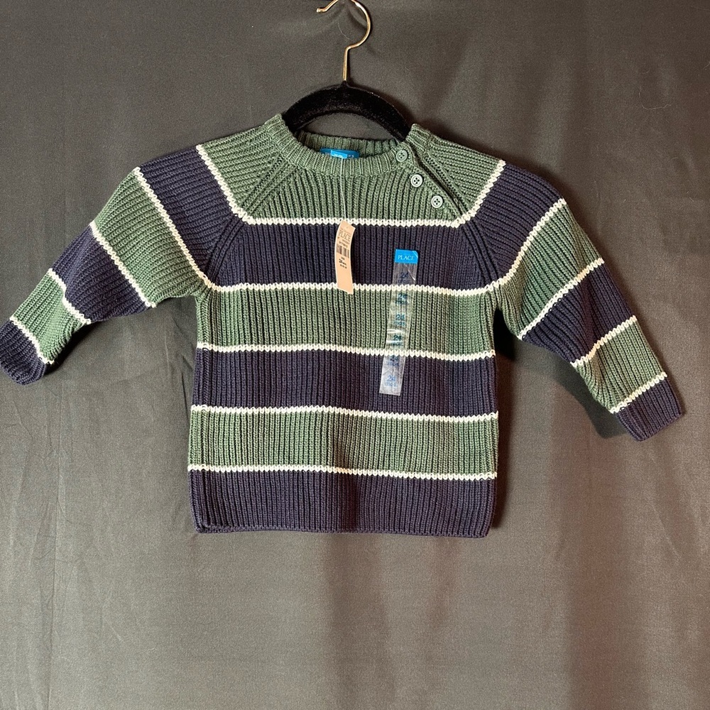 Children’s Place green and blue chunky knit sweater 24‎ months new